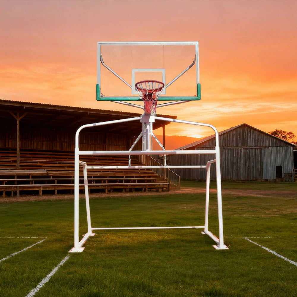 DUNK MASTER Basketball & Soccer Goal Combo - 1.8m x 1.05m Tempered Glass Backboard, 300cm x 200cm Soccer Frame, Double-Spring Rim, Steel, Rust-Resistant