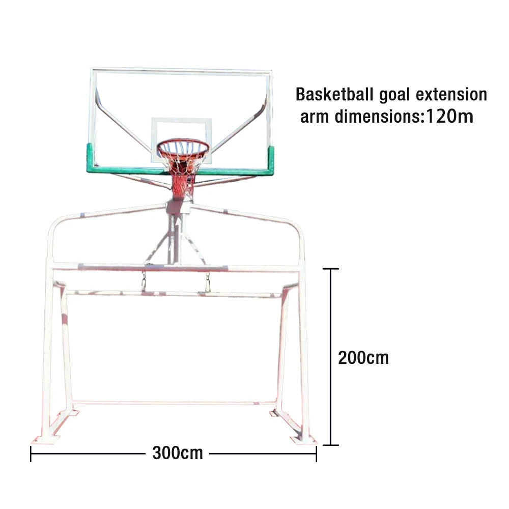 DUNK MASTER Basketball & Soccer Goal Combo - 1.8m x 1.05m Tempered Glass Backboard, 300cm x 200cm Soccer Frame, Double-Spring Rim, Steel, Rust-Resistant