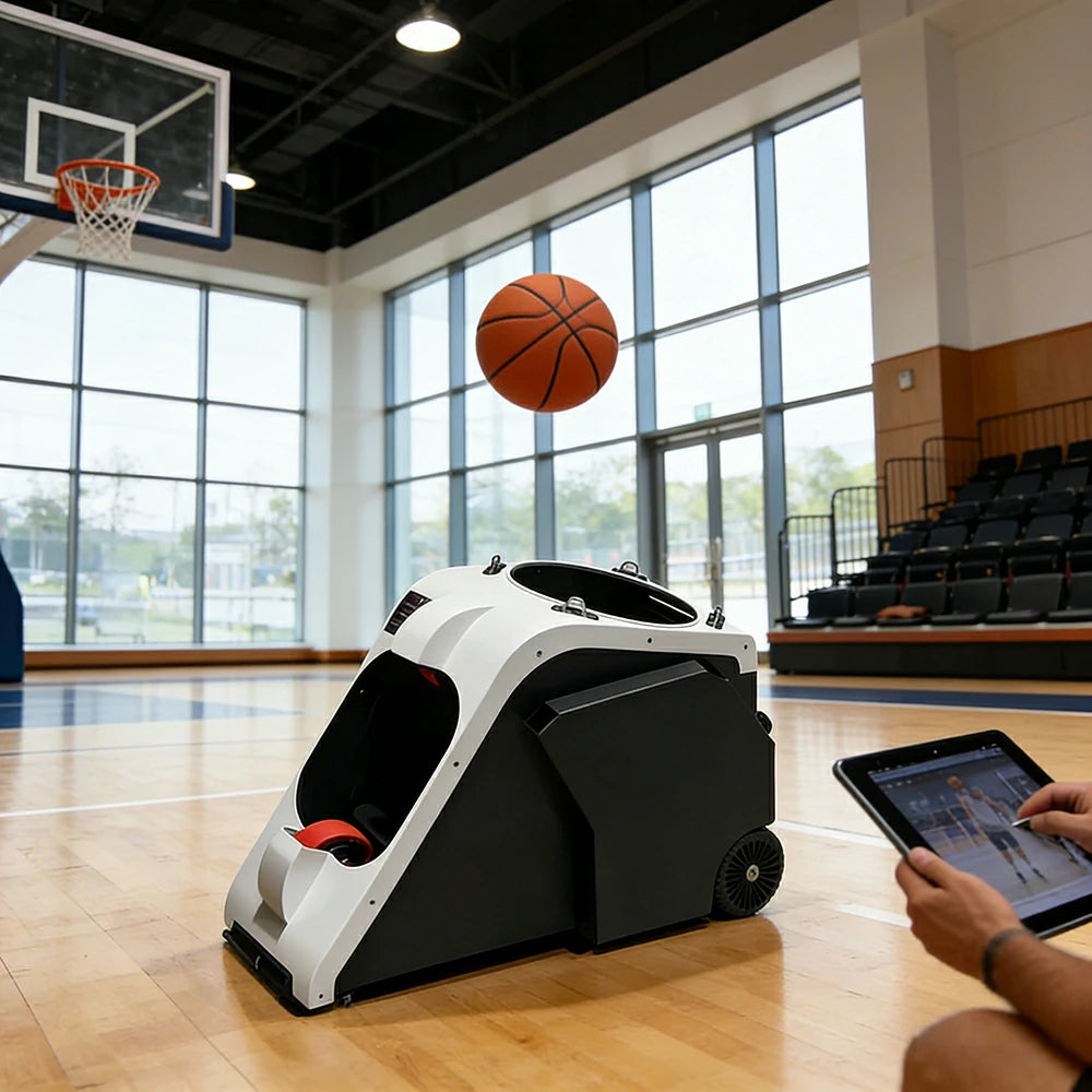 DUNK MASTER Smart Basketball Shooting Machine - Stable Ball Feed, Aluminium & Stainless Steel Frame, High-Speed Motor with Long Battery Life