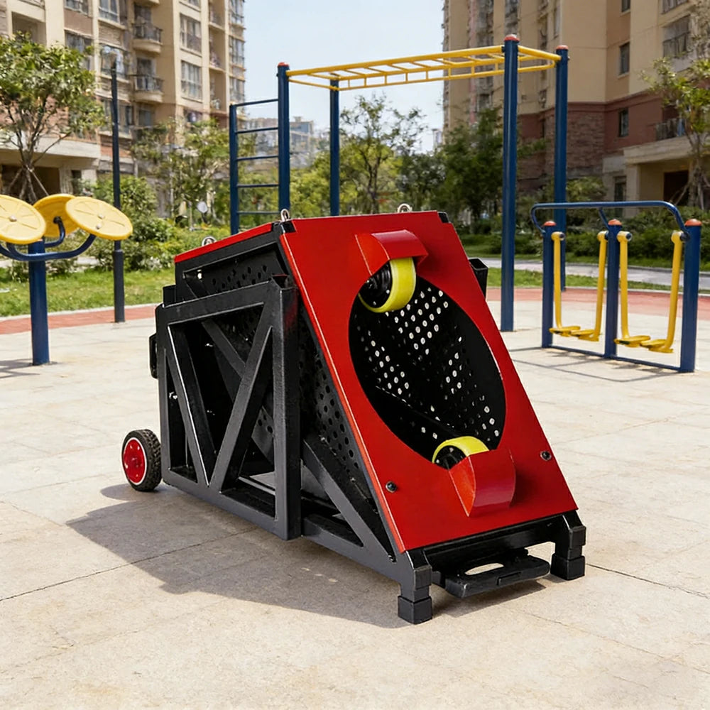 DUNK MASTER Portable Basketball Shooting Machine - Multi-Spot Training, Silicone Tyre Wheels, Professional Training-Grade Rebound System - Red