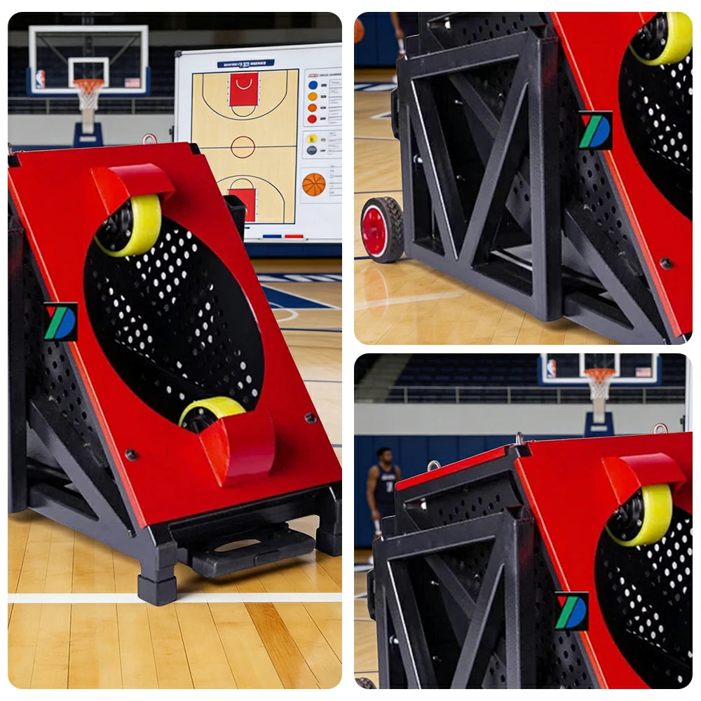 DUNK MASTER Portable Basketball Shooting Machine - Multi-Spot Training, Silicone Tyre Wheels, Professional Training-Grade Rebound System - Red