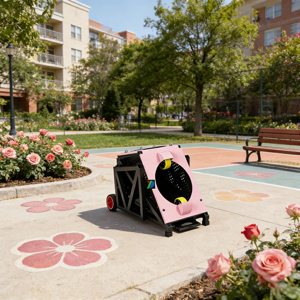 DUNK MASTER Portable Basketball Shooting Machine - Multi-Spot Training, Silicone Tyre Wheels, Professional Training-Grade Rebound System - Pink