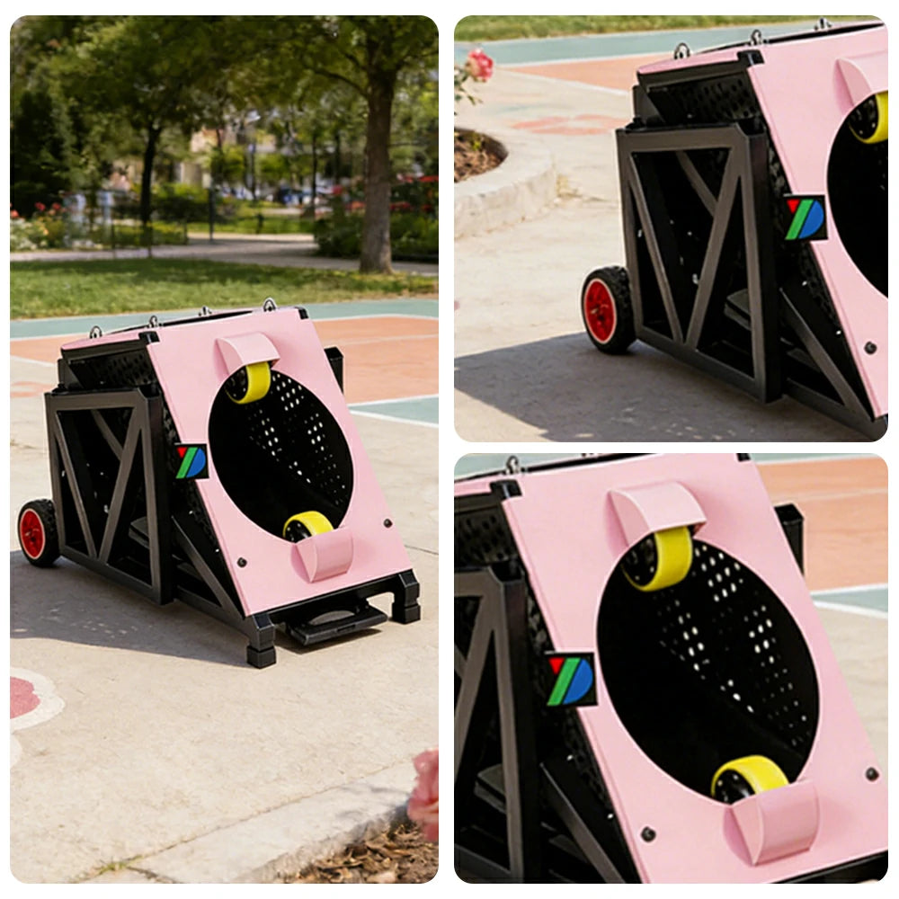 DUNK MASTER Portable Basketball Shooting Machine - Multi-Spot Training, Silicone Tyre Wheels, Professional Training-Grade Rebound System - Pink