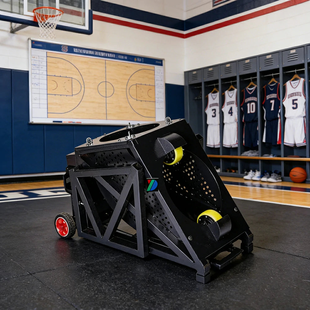 DUNK MASTER Portable Basketball Shooting Machine - Multi-Spot Training, Silicone Tyre Wheels, Professional Training-Grade Rebound System - Black