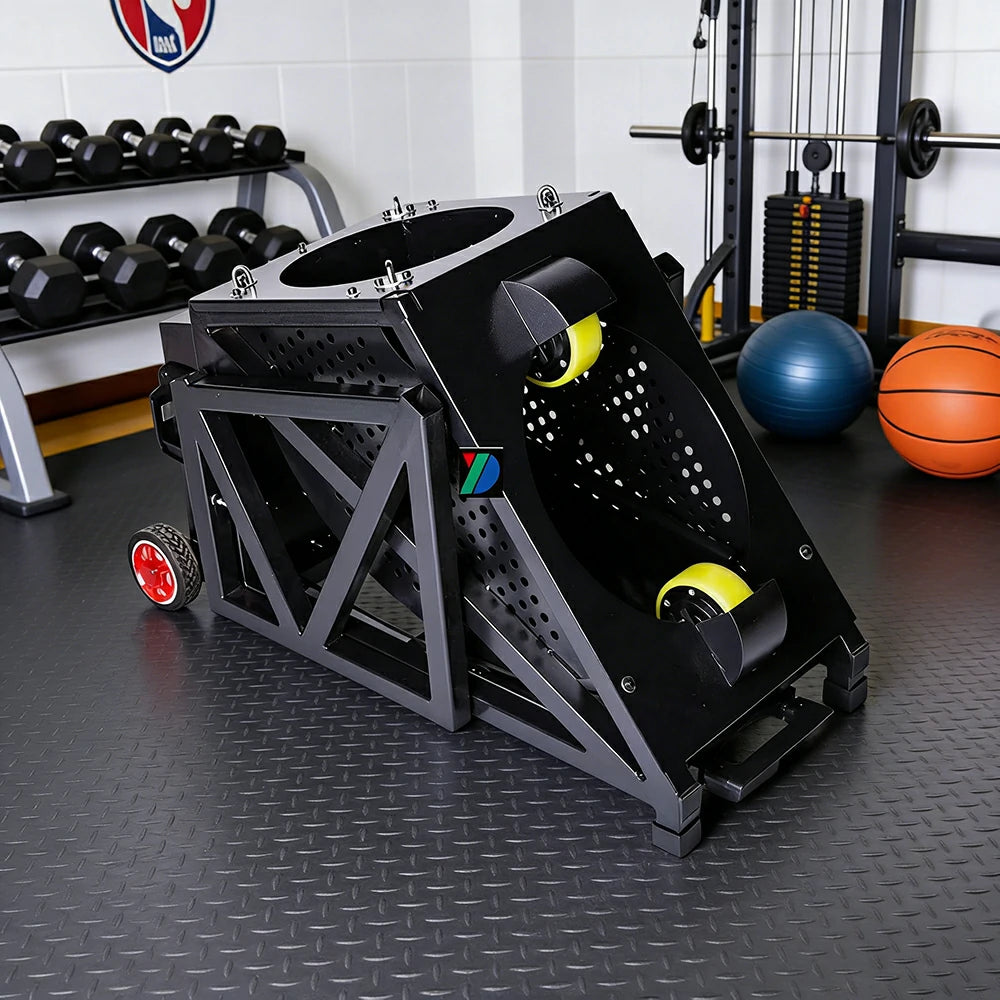 DUNK MASTER Portable Basketball Shooting Machine - Multi-Spot Training, Silicone Tyre Wheels, Professional Training-Grade Rebound System - Black