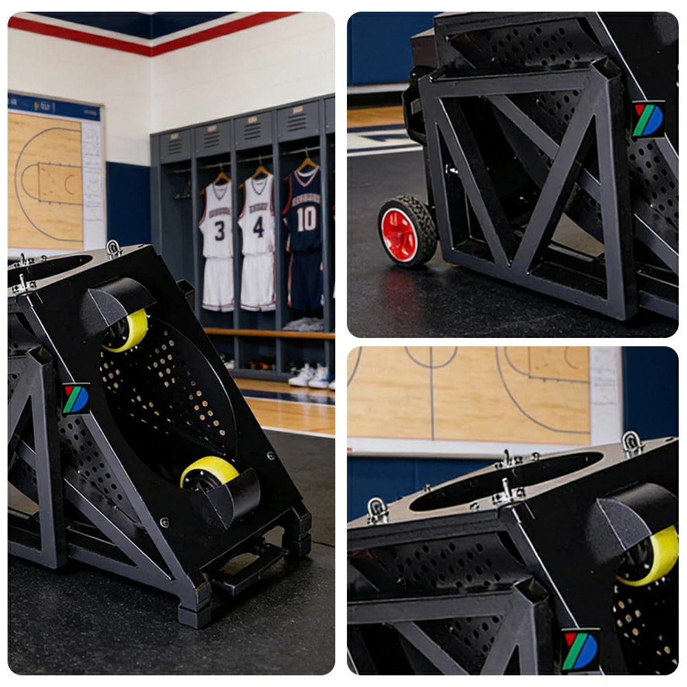 DUNK MASTER Portable Basketball Shooting Machine - Multi-Spot Training, Silicone Tyre Wheels, Professional Training-Grade Rebound System - Black