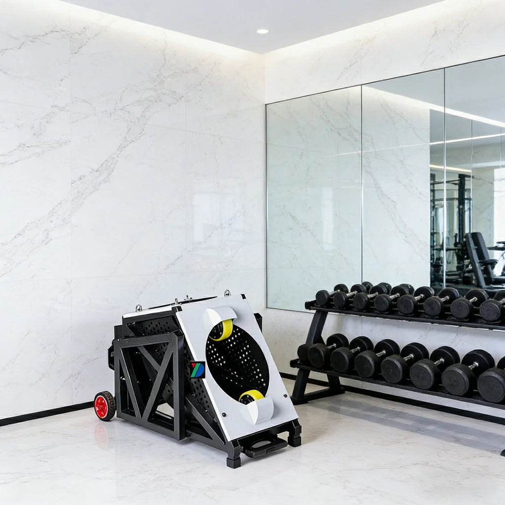 DUNK MASTER Portable Basketball Shooting Machine - Multi-Spot Training, Silicone Tyre Wheels, Professional Training-Grade Rebound System - White