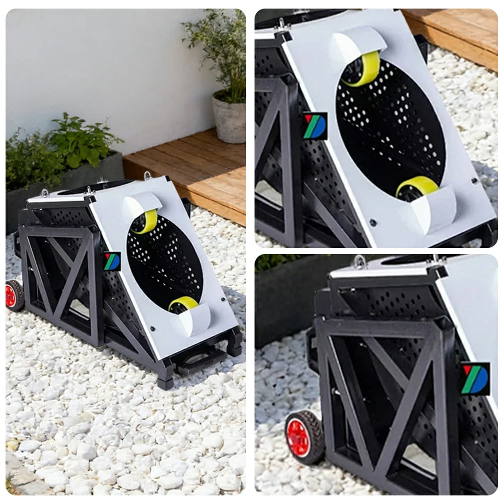 DUNK MASTER Portable Basketball Shooting Machine - Multi-Spot Training, Silicone Tyre Wheels, Professional Training-Grade Rebound System - White