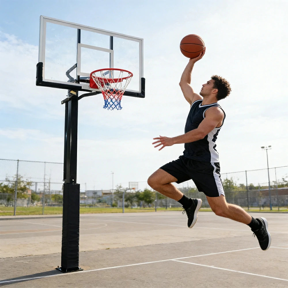 DUNK MASTER M022 Basketball System  In Ground Basketball Stand Ring Hoop Ironman - Black