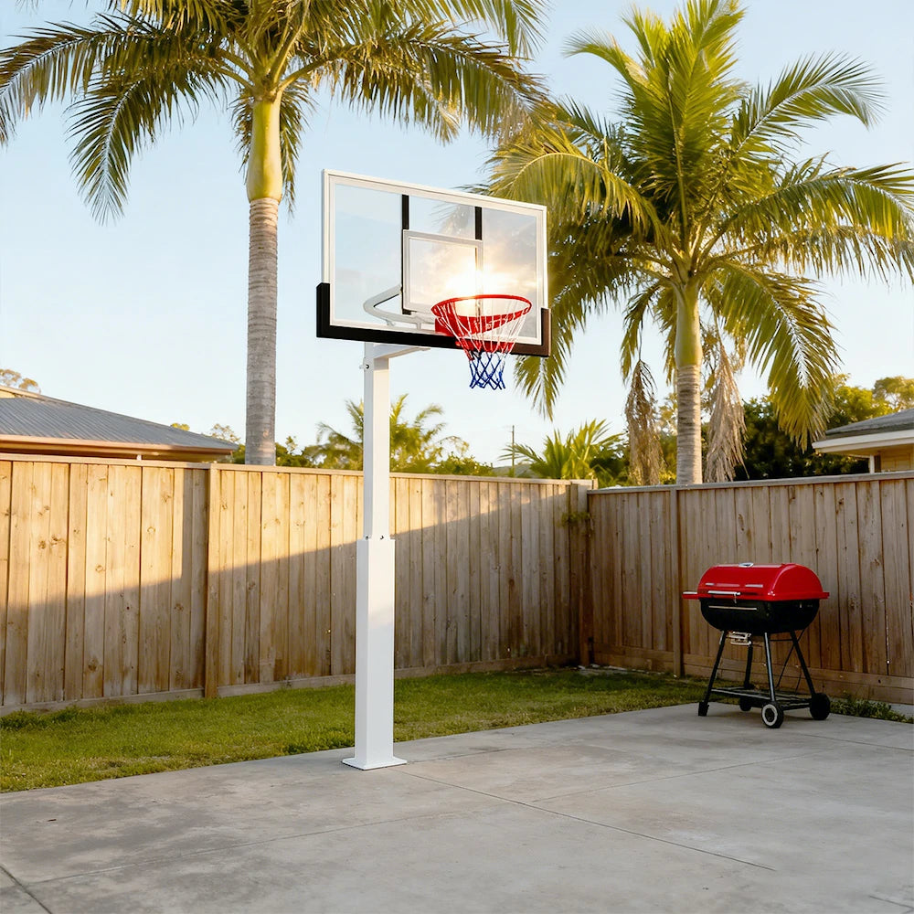 DUNK MASTER M022 Basketball System  In Ground Basketball Stand Ring Hoop Ironman - White