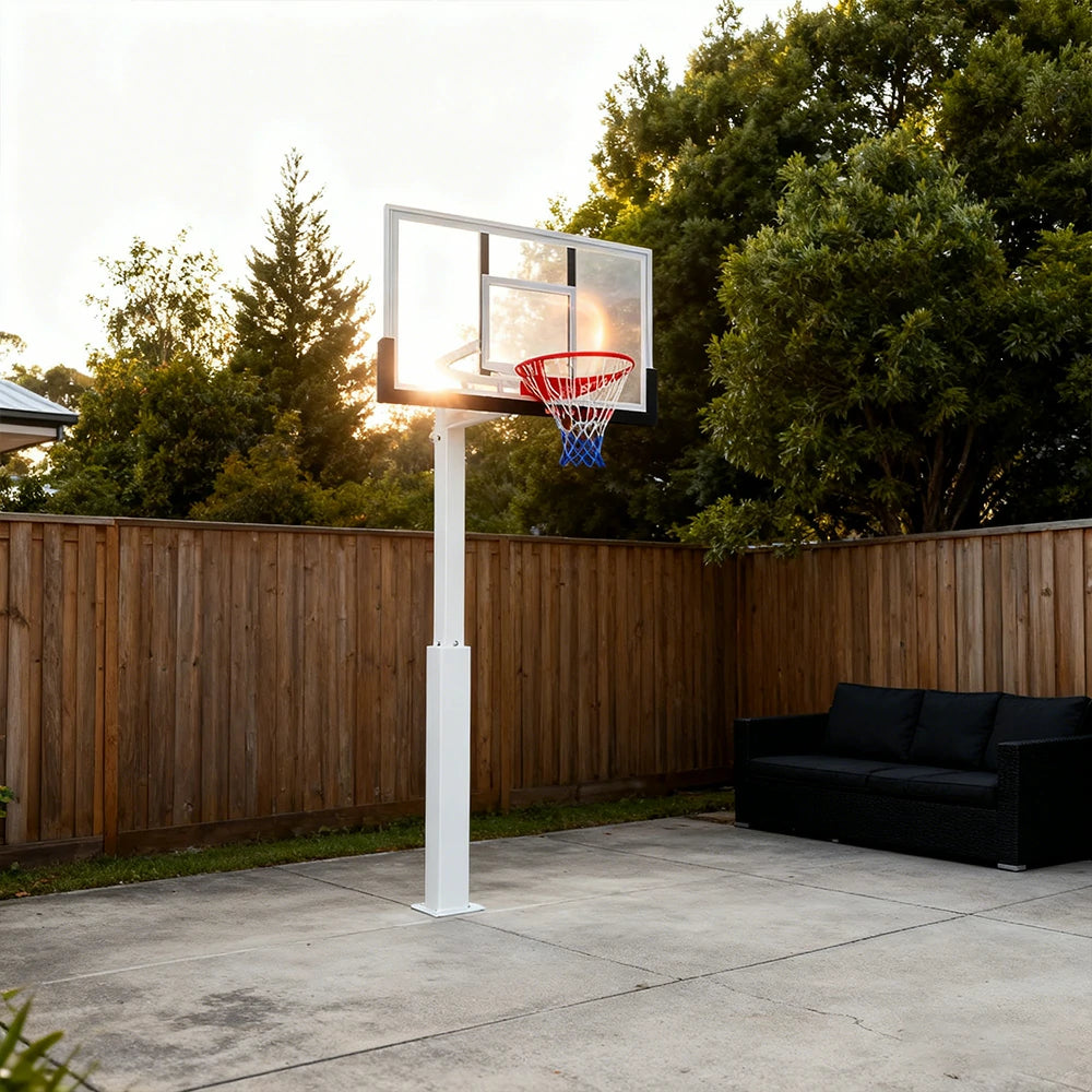 DUNK MASTER M022 Basketball System  In Ground Basketball Stand Ring Hoop Ironman - White