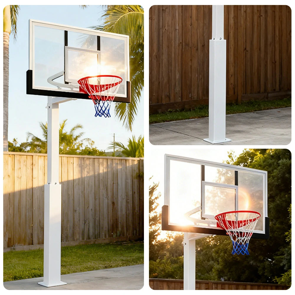 DUNK MASTER M022 Basketball System  In Ground Basketball Stand Ring Hoop Ironman - White