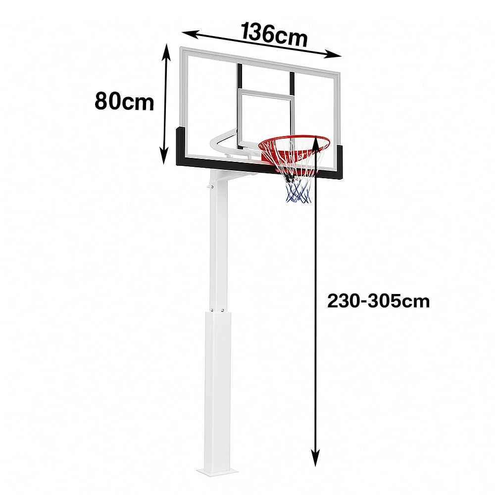 DUNK MASTER M022 Basketball System  In Ground Basketball Stand Ring Hoop Ironman - White