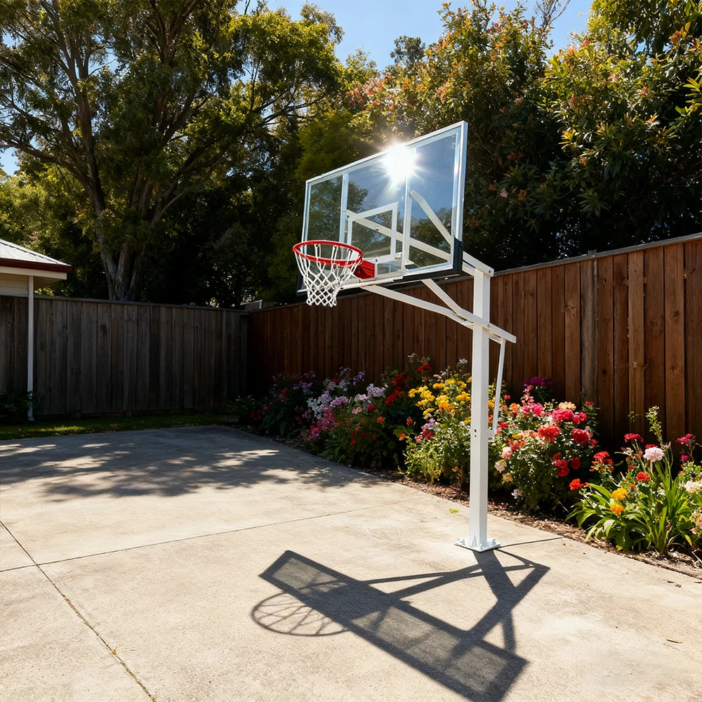 DUNK MASTER M023 Basketball System  In Ground Basketball Stand Ring Hoop Ironman Heavy Duty Professional - White