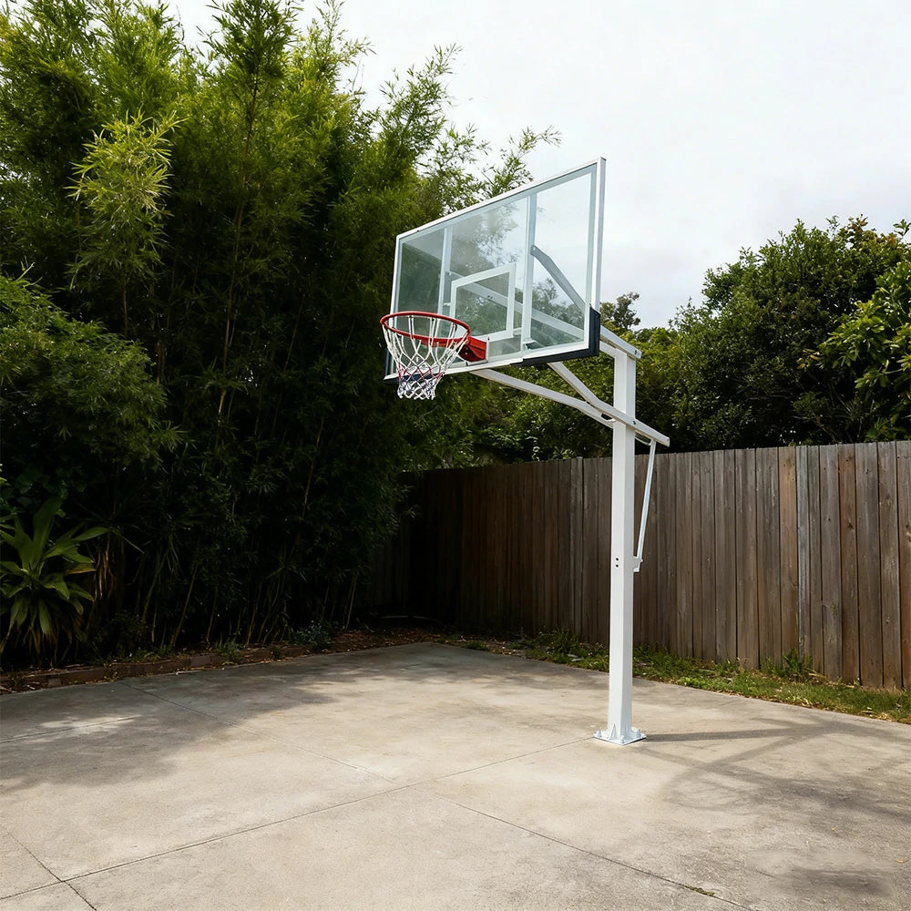 DUNK MASTER M023 Basketball System  In Ground Basketball Stand Ring Hoop Ironman Heavy Duty Professional - White