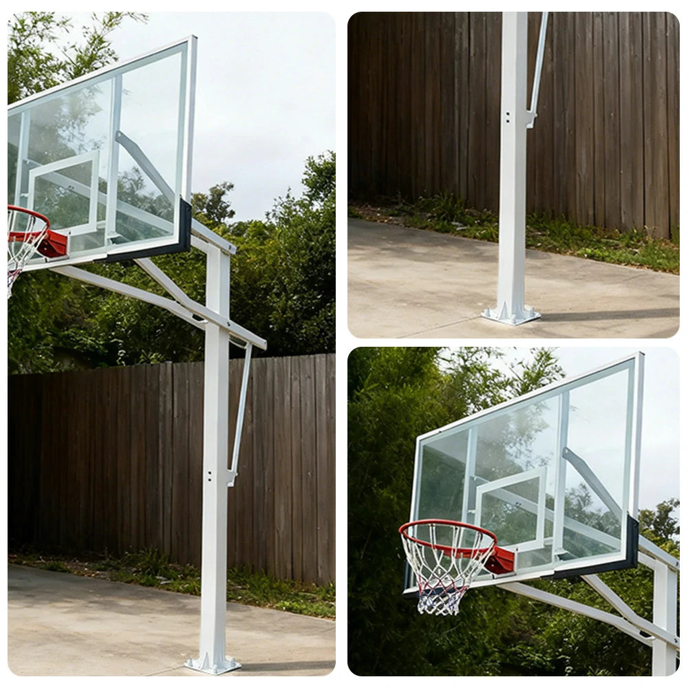 DUNK MASTER M023 Basketball System  In Ground Basketball Stand Ring Hoop Ironman Heavy Duty Professional - White