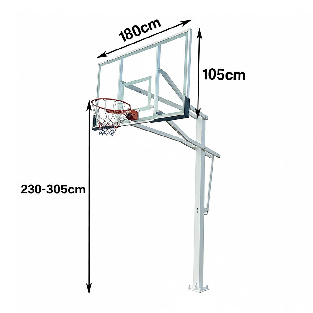 DUNK MASTER M023 Basketball System  In Ground Basketball Stand Ring Hoop Ironman Heavy Duty Professional - White