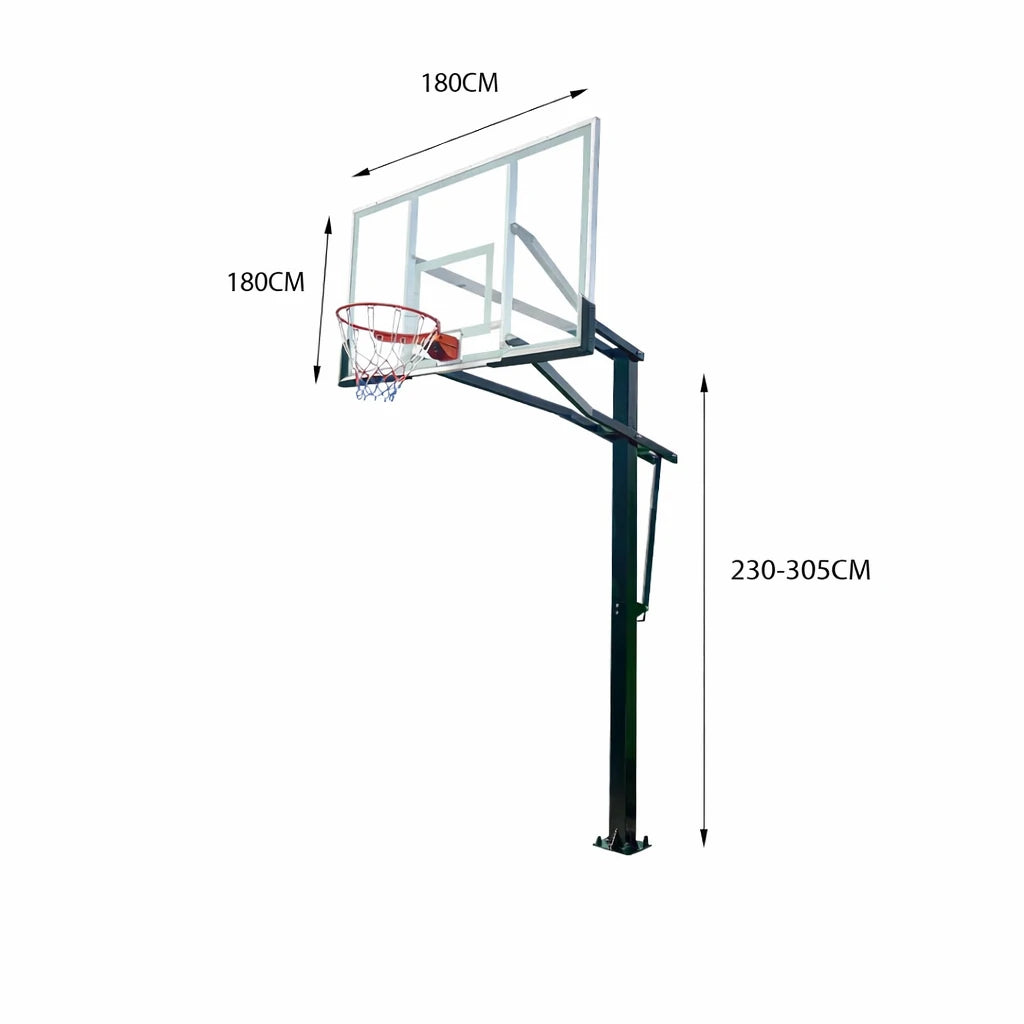 DUNK MASTER M023 Basketball System  In Ground Basketball Stand Ring Hoop Ironman Heavy Duty Professional - Black