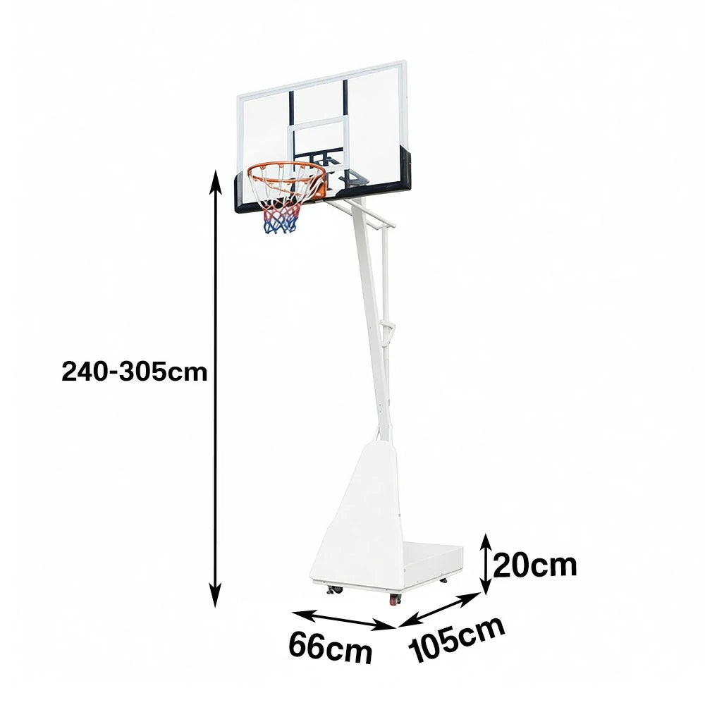 DUNK MASTER M024S Basketball System Portable Basketball Stand Ring Hoop Ironman - White