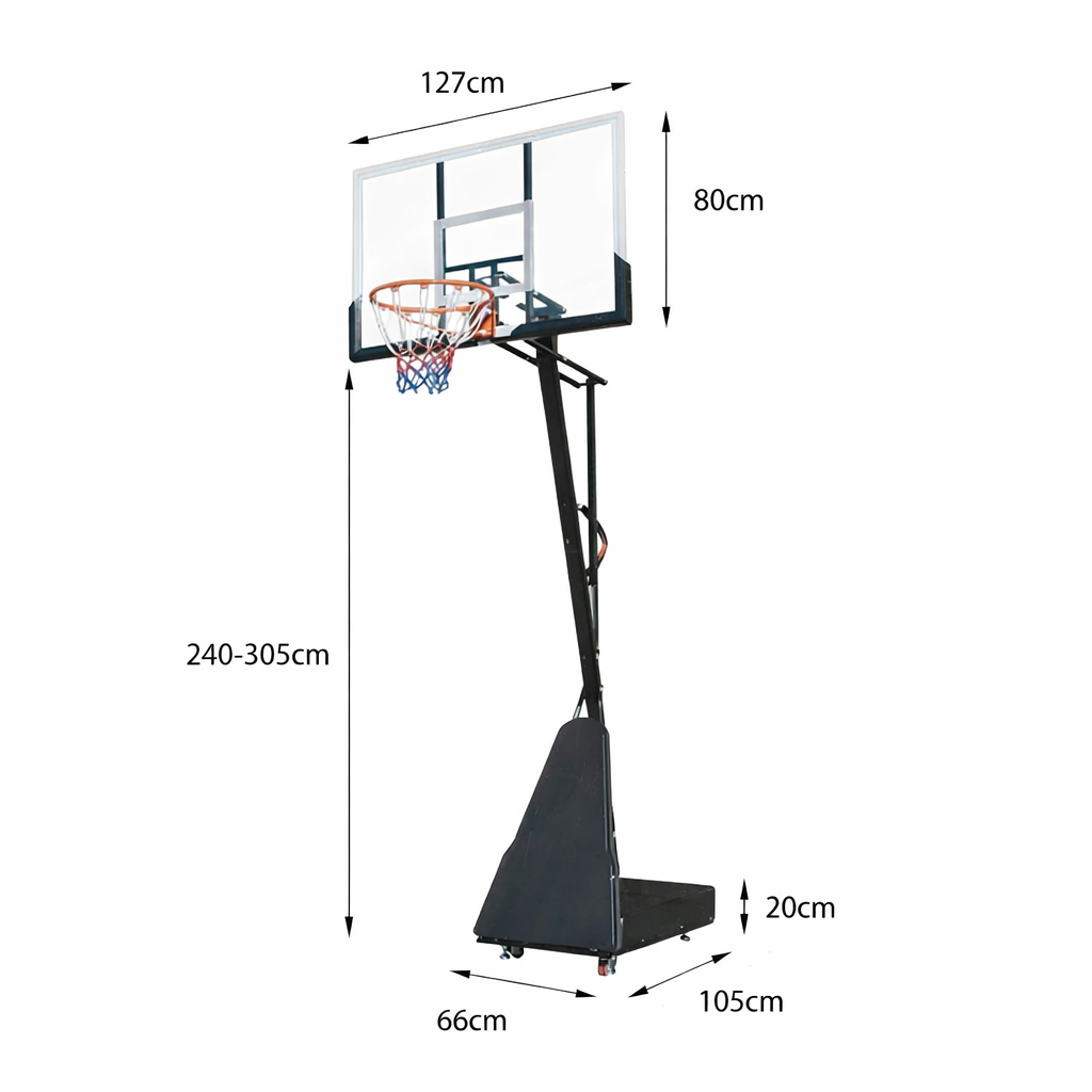 DUNK MASTER M024S Basketball System Portable Basketball Stand Ring Hoop Ironman - Black