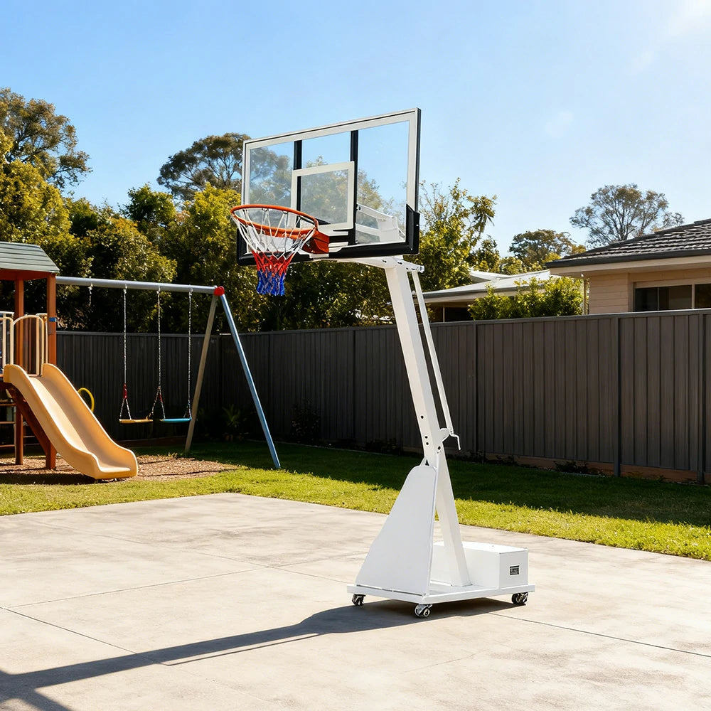 DUNK MASTER M028 Basketball System Portable Basketball Stand Ring Hoop Ironman - White