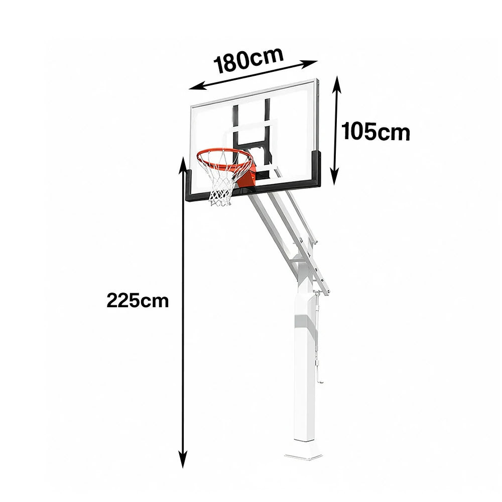 DUNK MASTER M029 Basketball System  In Ground Basketball Stand Ring Hoop Ironman Heavy Duty Professional - White