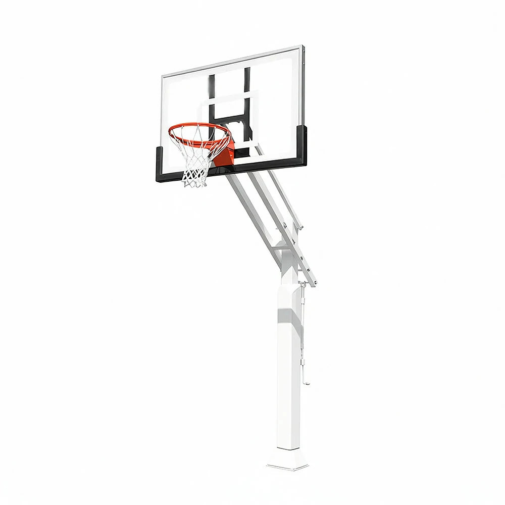 DUNK MASTER M029 Basketball System  In Ground Basketball Stand Ring Hoop Ironman Heavy Duty Professional - White