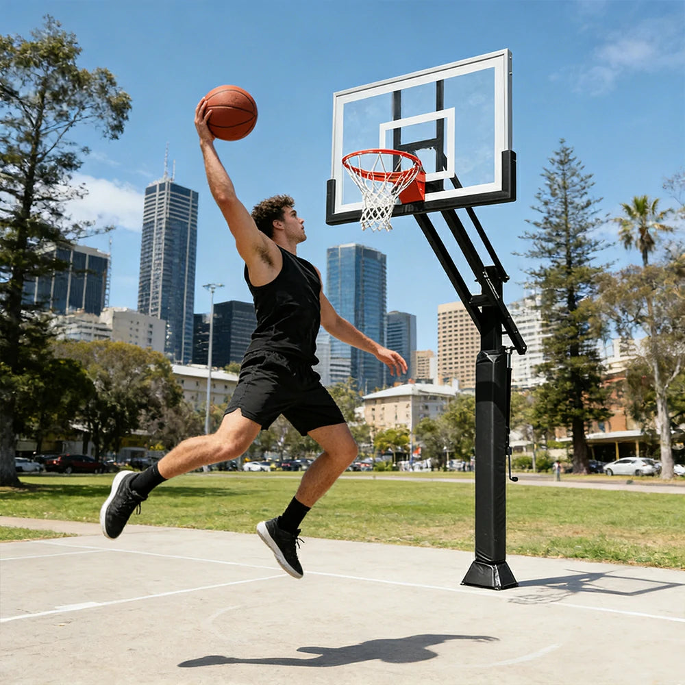 DUNK MASTER M029 Basketball System  In Ground Basketball Stand Ring Hoop Ironman Heavy Duty Professional - Black
