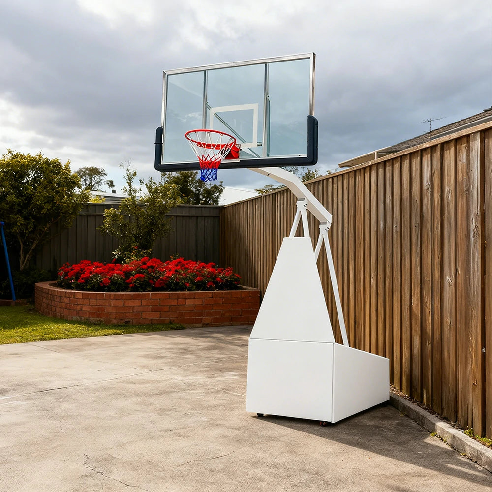 DUNK MASTER SG-2 Basketball System Portable Basketball Stand Ring Hoop Ironman Heavy Duty Professional - White