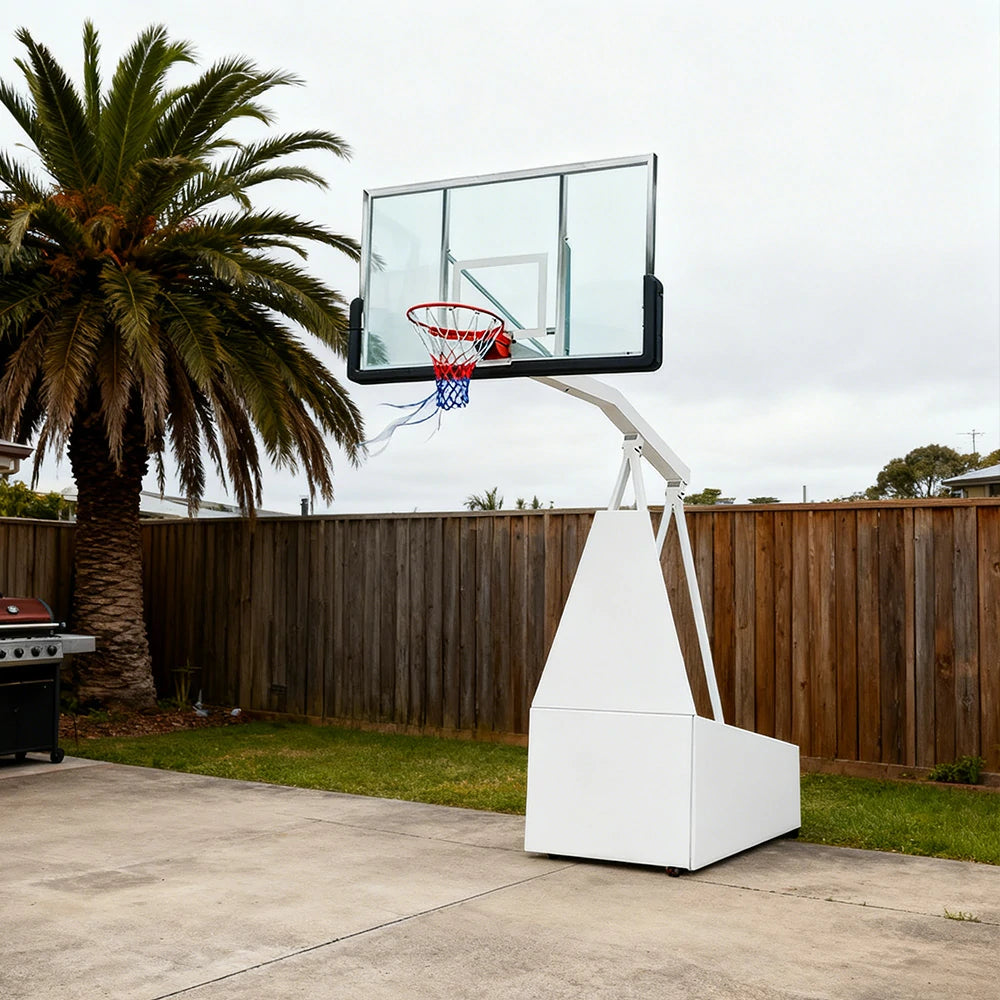 DUNK MASTER SG-2 Basketball System Portable Basketball Stand Ring Hoop Ironman Heavy Duty Professional - White
