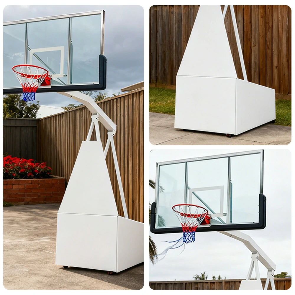 DUNK MASTER SG-2 Basketball System Portable Basketball Stand Ring Hoop Ironman Heavy Duty Professional - White