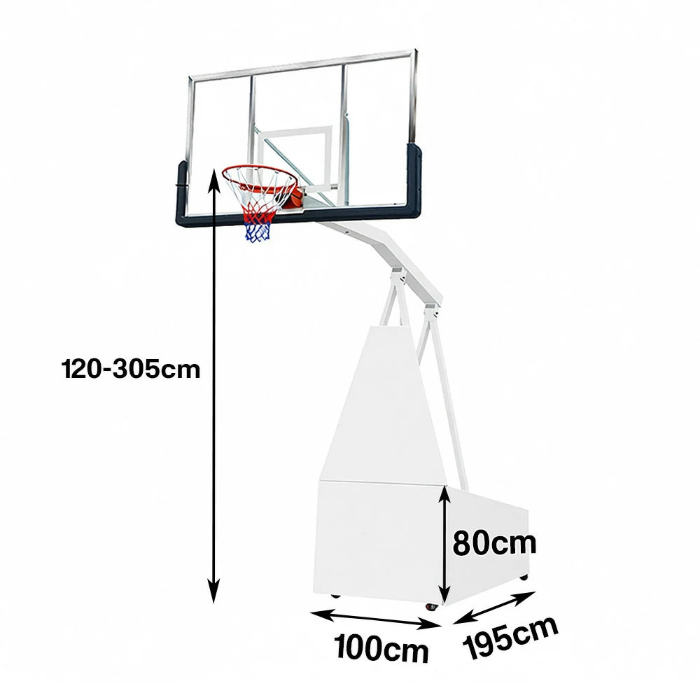 DUNK MASTER SG-2 Basketball System Portable Basketball Stand Ring Hoop Ironman Heavy Duty Professional - White