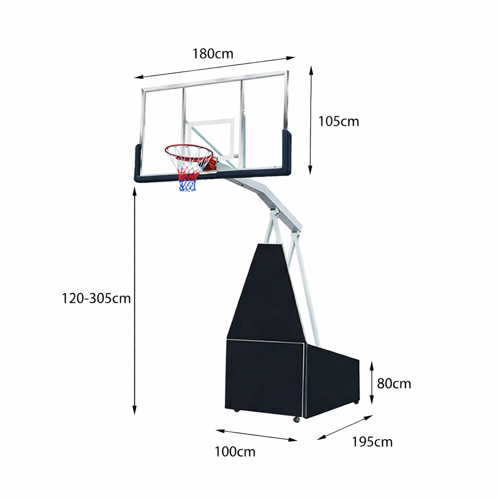 DUNK MASTER SG-2 Basketball System Portable Basketball Stand Ring Hoop Ironman Heavy Duty Professional - Black