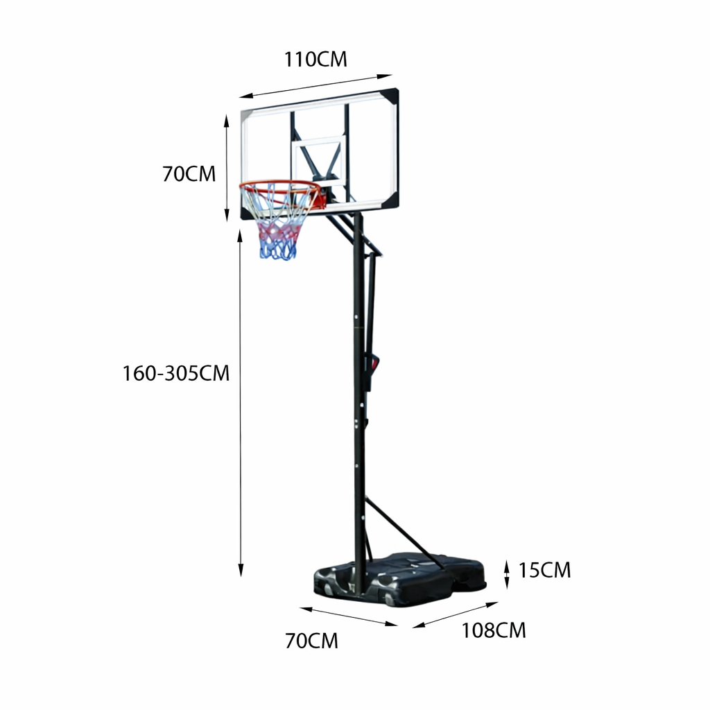DUNK MASTER ACE1401 Basketball System Portable Basketball Stand Ring Hoop Ironman