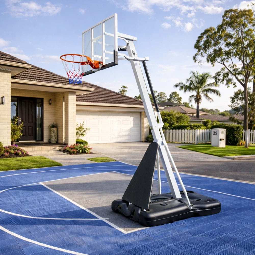 DUNK MASTER M027 Basketball System Portable Basketball Stand Ring Hoop Ironman - White