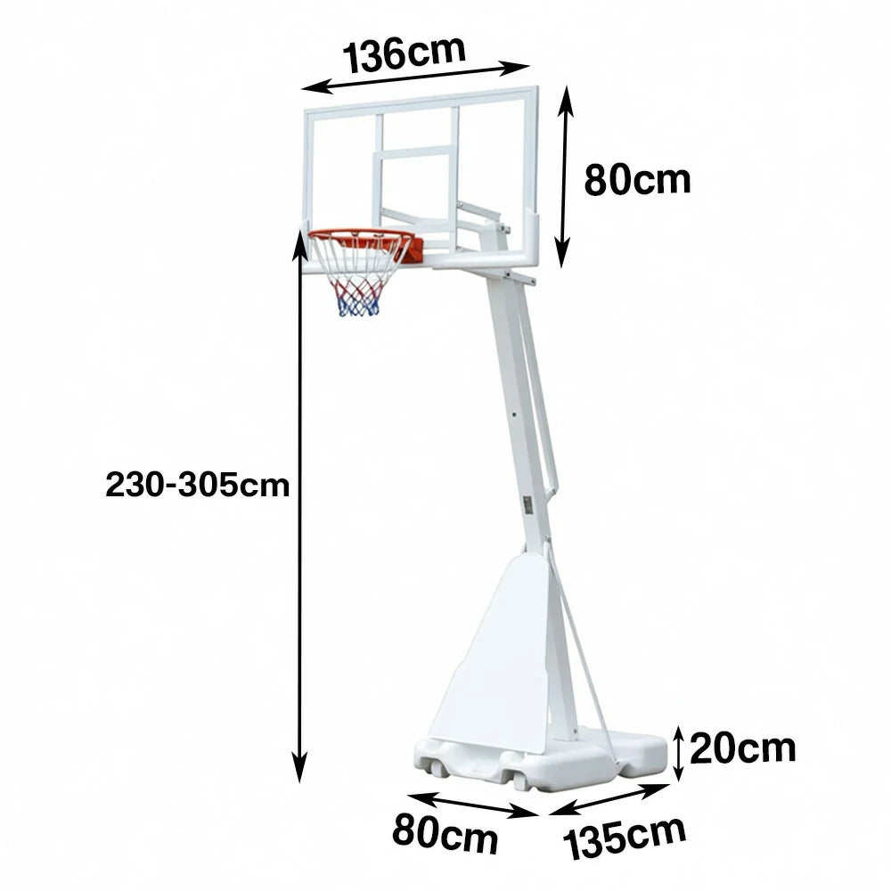 DUNK MASTER M027 Basketball System Portable Basketball Stand Ring Hoop Ironman - White
