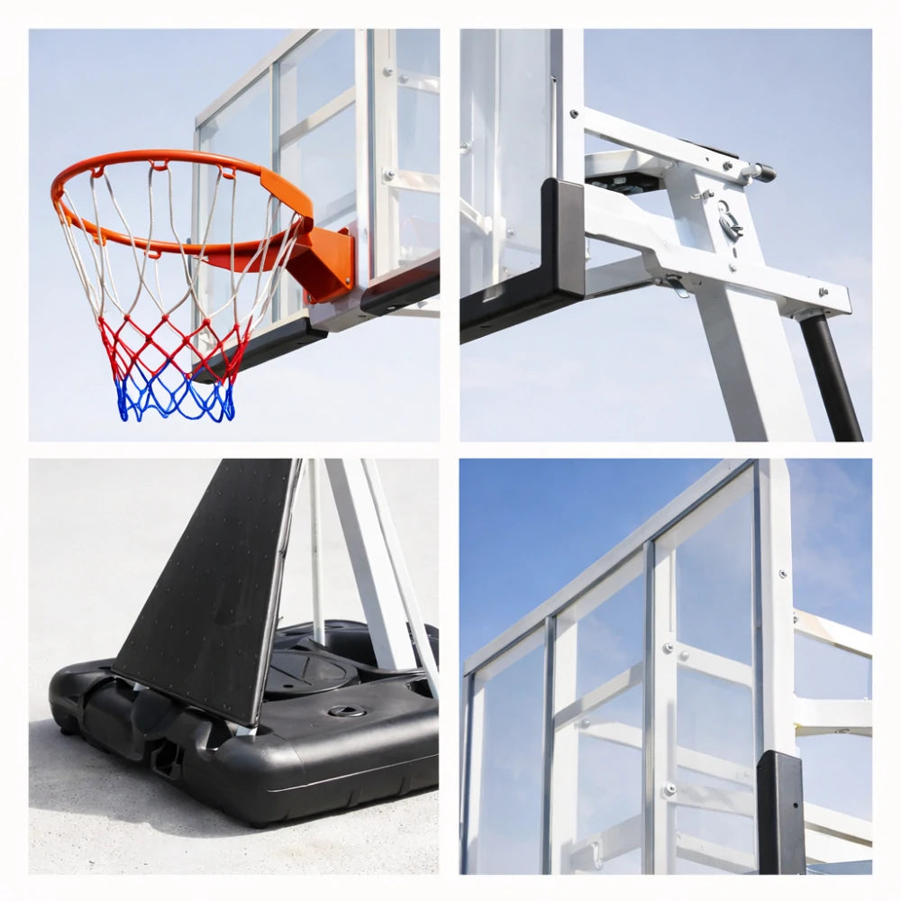 DUNK MASTER M027 Basketball System Portable Basketball Stand Ring Hoop Ironman - White