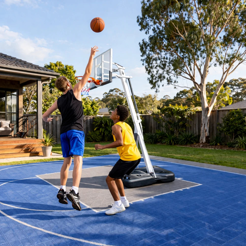 DUNK MASTER M027 Basketball System Portable Basketball Stand Ring Hoop Ironman - White