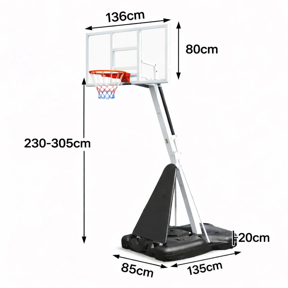 DUNK MASTER M027 Basketball System Portable Basketball Stand Ring Hoop Ironman - White