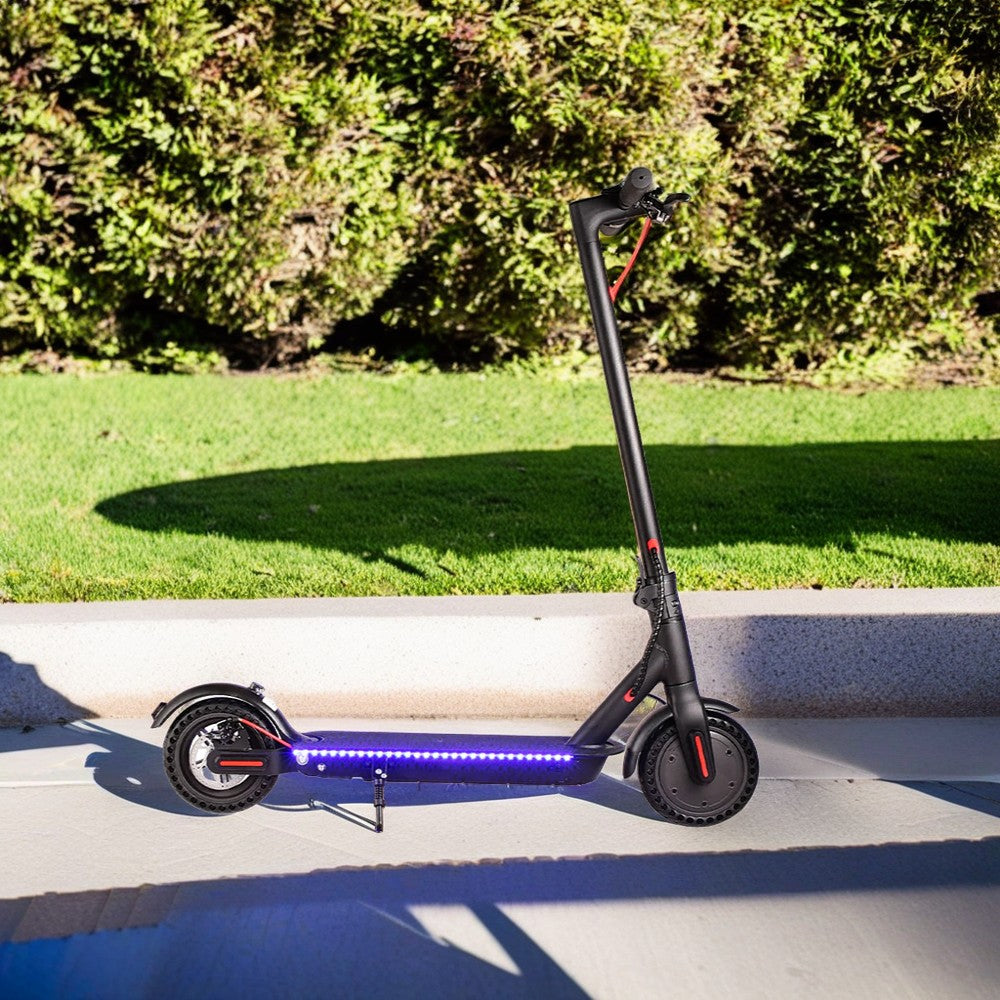 GLIDER M365 Blue LED Strip Electric Scooter Foldable Motorised Scooter Honeycomb Tires With Shock Absorber A11E - Black