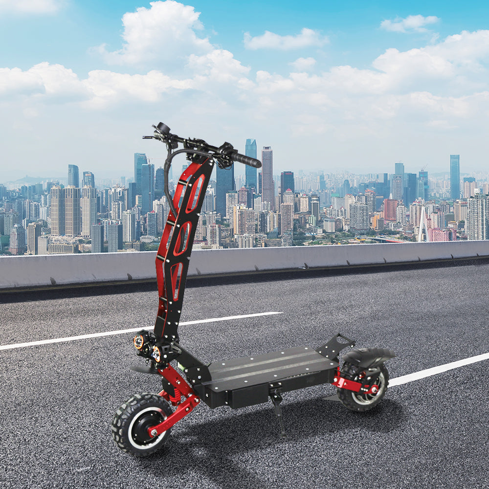 GLIDER ES-M8-Max Dual Motors 5600W 60V 21Ah Foldable Electric Scooter Portable LED Display Device - Black&Red