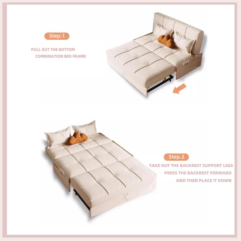 LUXORA FC1040 100/120/135/150cm Steel Frame Sofa Solid Wood Sofa Bed