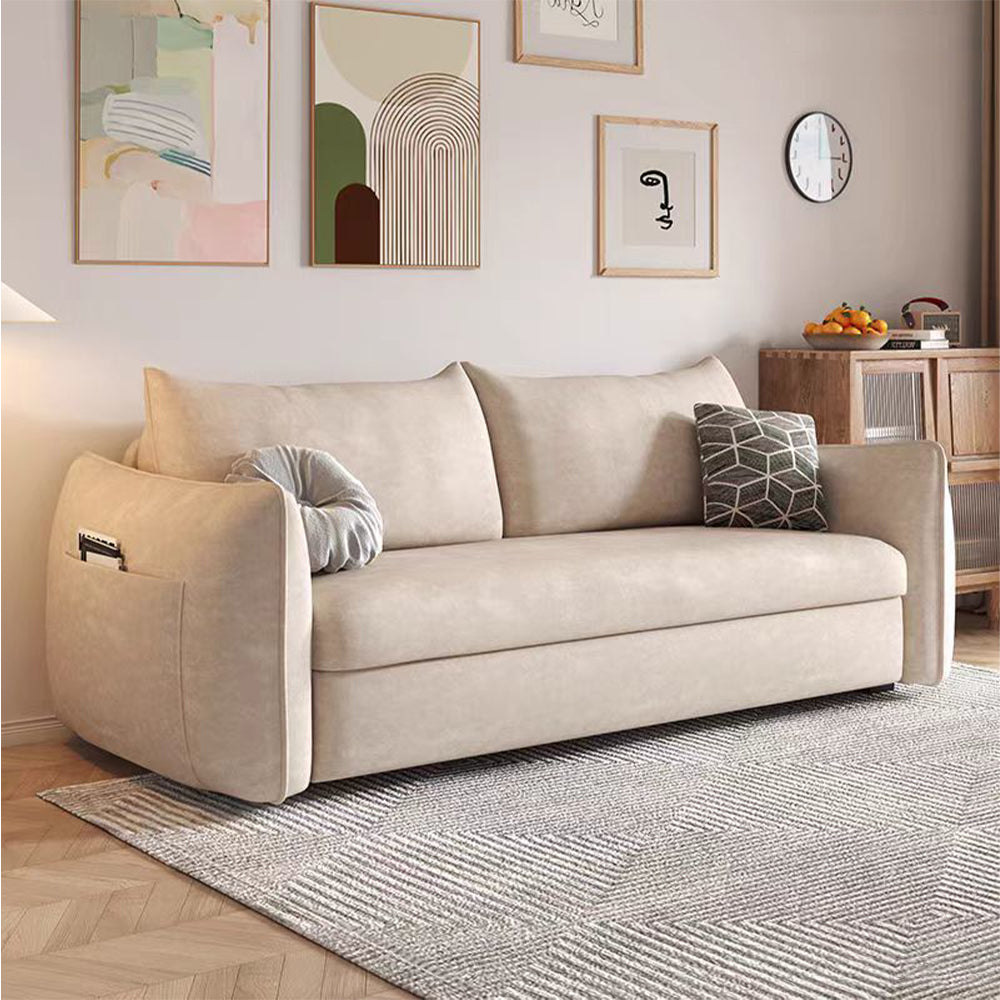 LUXORA FC1046 136/156/186/216cm Length Corduroy Fabric Sofa Solid Wood Frame Sofa Bed