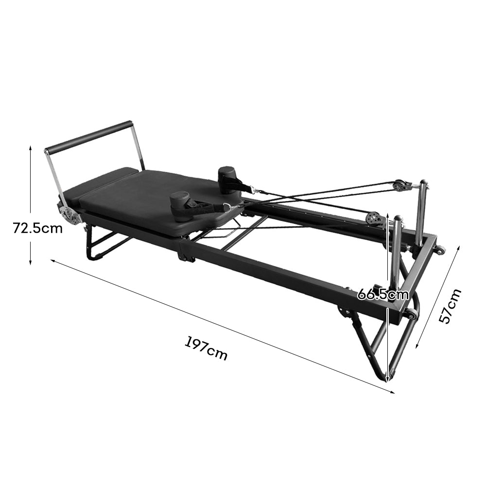 FLEXIO Multi-purpose Foldable Steel Frame Pilates Reformer Pilates Tables - Black Home Gym