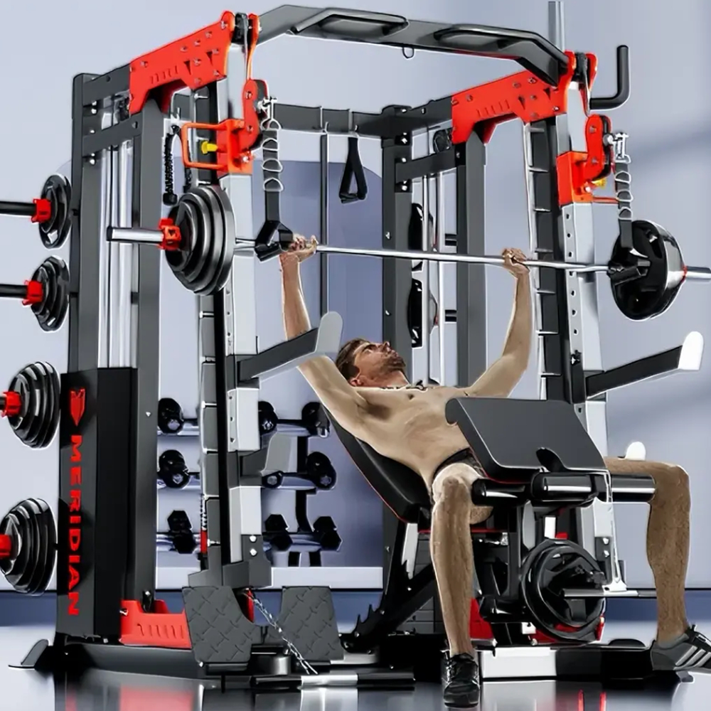 MERIDIAN 007 Multi Function Power Rack Squat Cage Weight Train Equipment  Home Gym Smith Machine