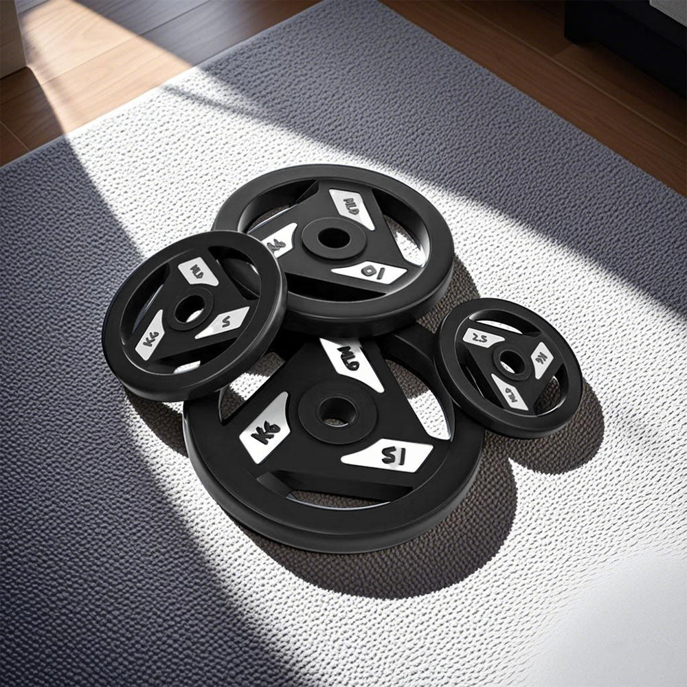 MERIDIAN D5 2.5/5/10/15KG Colorful & Black Rubber-Coated All-Iron Barbell Plates with Three-Hole Large Grip for Strength Training Home Gym