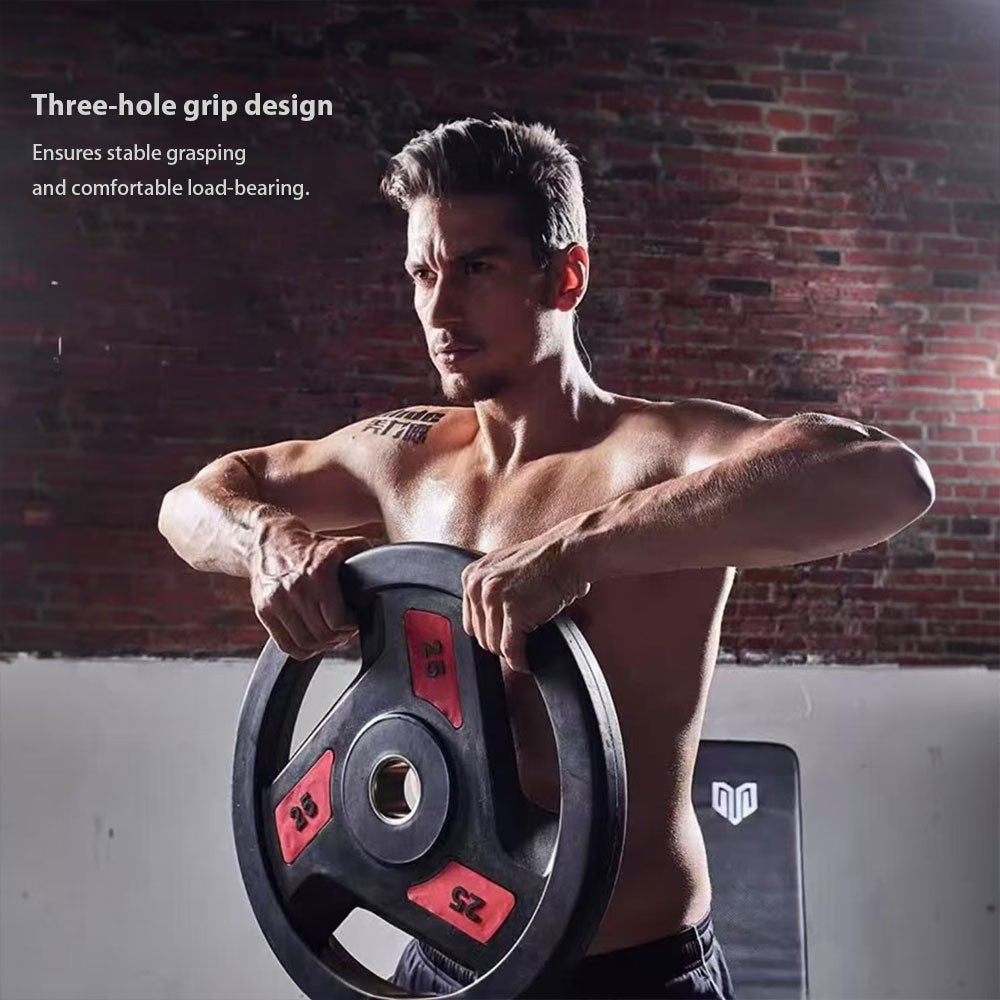 MERIDIAN D5 2.5/5/10/15KG Colorful & Black Rubber-Coated All-Iron Barbell Plates with Three-Hole Large Grip for Strength Training Home Gym