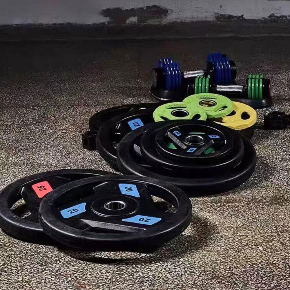 MERIDIAN D5 2.5/5/10/15KG Colorful & Black Rubber-Coated All-Iron Barbell Plates with Three-Hole Large Grip for Strength Training Home Gym