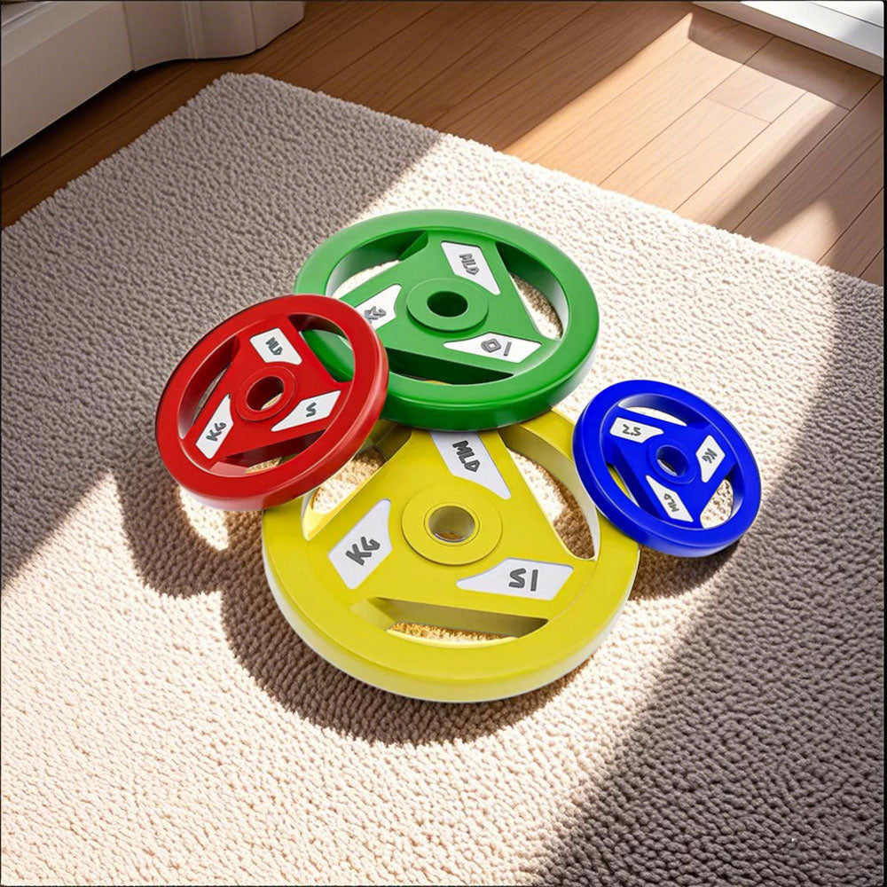 MERIDIAN D5 2.5/5/10/15KG Colorful & Black Rubber-Coated All-Iron Barbell Plates with Three-Hole Large Grip for Strength Training Home Gym