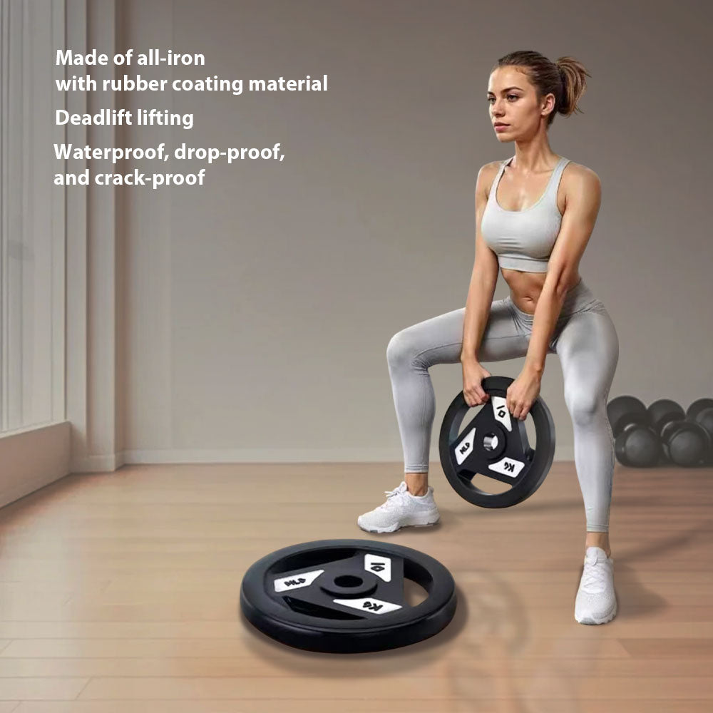 MERIDIAN D5 2.5/5/10/15KG Colorful & Black Rubber-Coated All-Iron Barbell Plates with Three-Hole Large Grip for Strength Training Home Gym